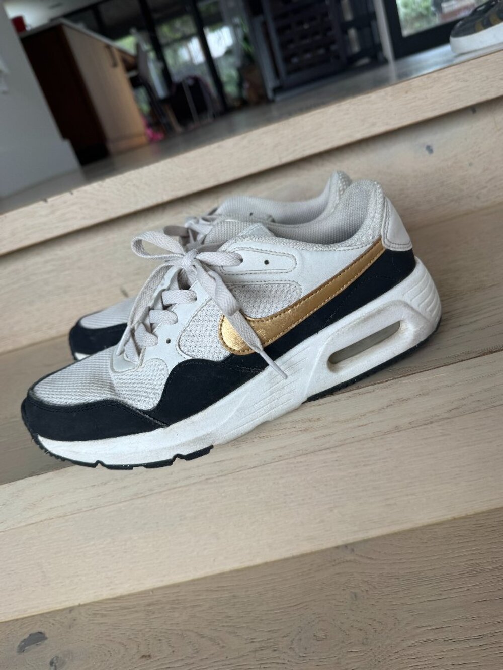 Nike Air Max LTD Sneakers Black White Gold Swoosh Women's 8.5